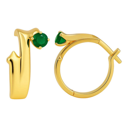 18K Gold Over Brass Round Cut Gemstones Earrings Jewelry EM-1286 TGE1032