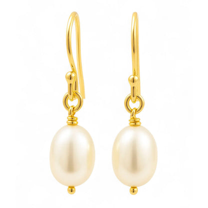 18K Gold Plated Brass Pearl Dangle Earrings for Women, Everyday Chic TGE1033 EM-1284