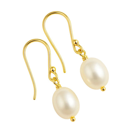 18K Gold Plated Brass Pearl Dangle Earrings for Women, Everyday Chic TGE1033 EM-1284