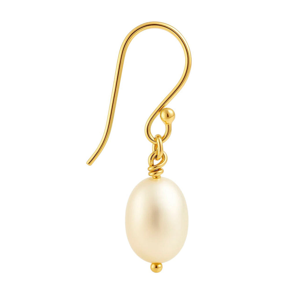 18K Gold Plated Brass Pearl Dangle Earrings for Women, Everyday Chic TGE1033 EM-1284
