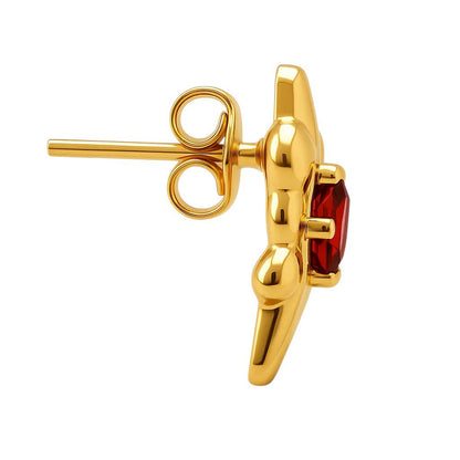 18K Gold Over Brass Grid Gemstone Stud Earrings, Elegant Modern Look TGE1034 EM-1289