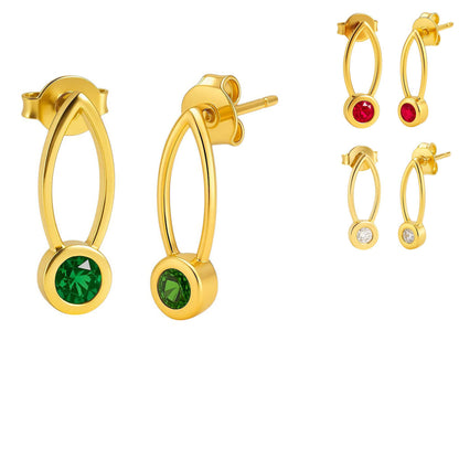 18K Gold Plated Brass Long Gemstone Drop Earrings, Trendy Modern Look TGE1035 EM-1290