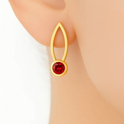 18K Gold Plated Brass Long Gemstone Drop Earrings, Trendy Modern Look TGE1035 EM-1290