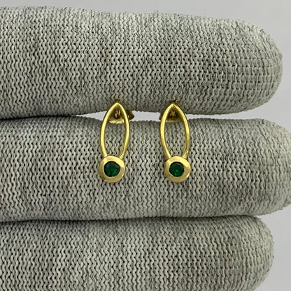18K Gold Plated Long Gemstone Drop Earrings, Trendy Modern Look TGE1035 EM-1290