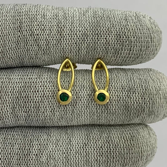 18K Gold Plated Long Gemstone Drop Earrings, Trendy Modern Look TGE1035 EM-1290