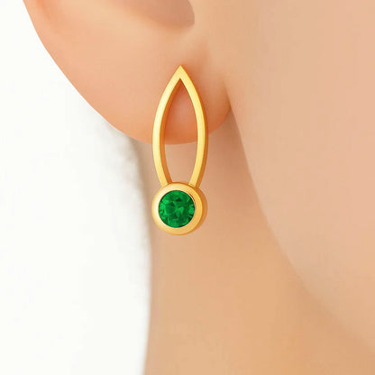 18K Gold Plated Brass Long Gemstone Drop Earrings, Trendy Modern Look TGE1035 EM-1290