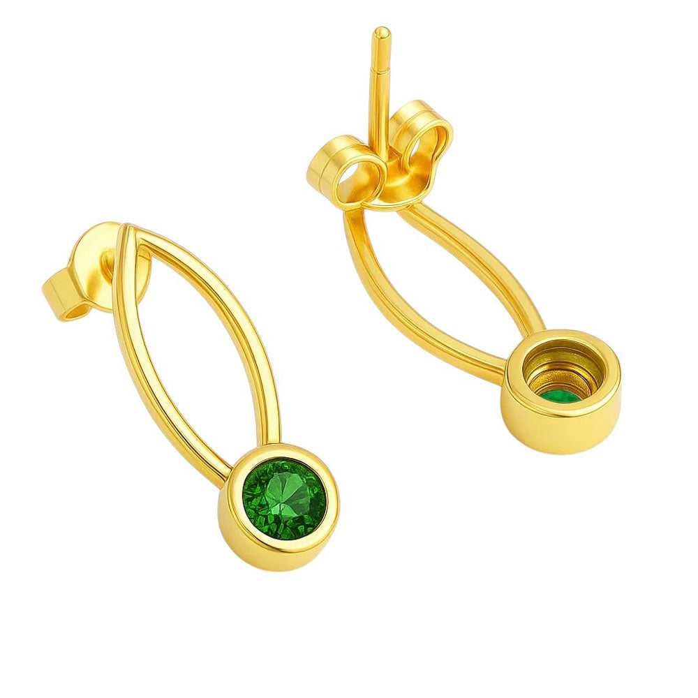 18K Gold Plated Brass Long Gemstone Drop Earrings, Trendy Modern Look TGE1035 EM-1290