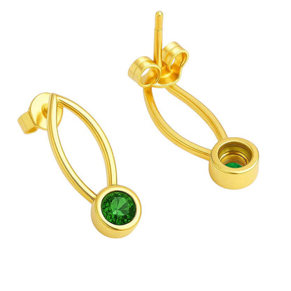 18K Gold Plated Brass Long Gemstone Drop Earrings, Trendy Modern Look TGE1035 EM-1290