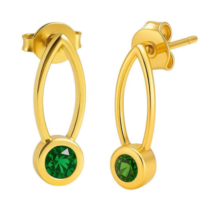 18K Gold Plated Brass Long Gemstone Drop Earrings, Trendy Modern Look TGE1035 EM-1290