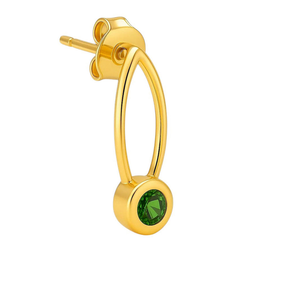 18K Gold Plated Brass Long Gemstone Drop Earrings, Trendy Modern Look TGE1035 EM-1290