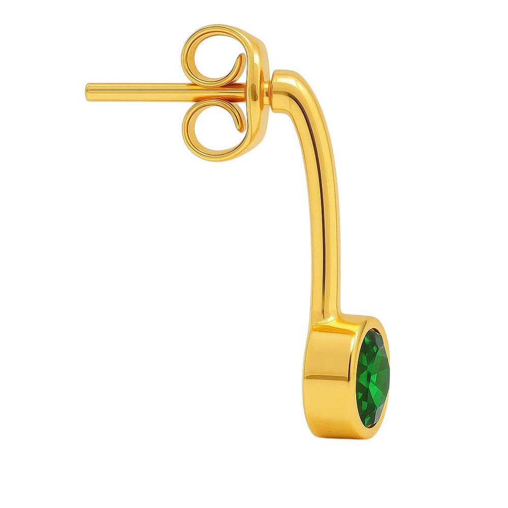 18K Gold Plated Brass Long Gemstone Drop Earrings, Trendy Modern Look TGE1035 EM-1290