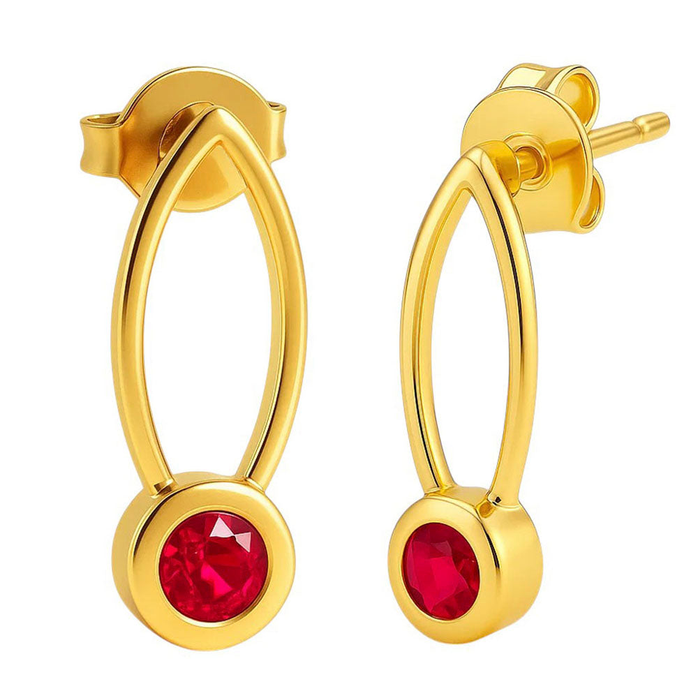 18K Gold Plated Brass Long Gemstone Drop Earrings, Trendy Modern Look TGE1035 EM-1290