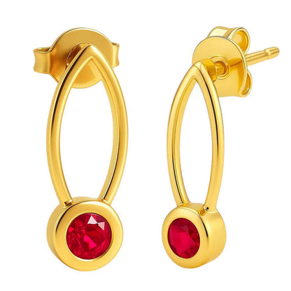 18K Gold Plated Brass Long Gemstone Drop Earrings, Trendy Modern Look TGE1035 EM-1290