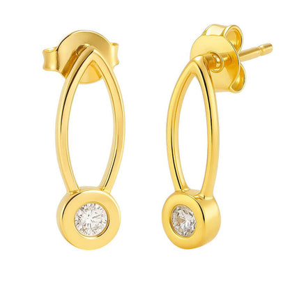 18K Gold Plated Brass Long Gemstone Drop Earrings, Trendy Modern Look TGE1035 EM-1290