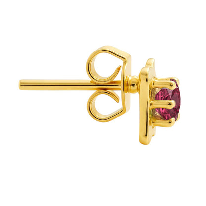 18K Gold Plated Round Gemstone Earrings for Women, Classic Studs TGE1036 EM-1291