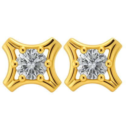 18K Gold Plated Round Gemstone Earrings for Women, Classic Studs TGE1036 EM-1291