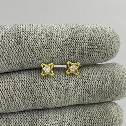 18K Gold Plated Round Gemstone Earrings for Women, Classic Studs TGE1036 EM-1291