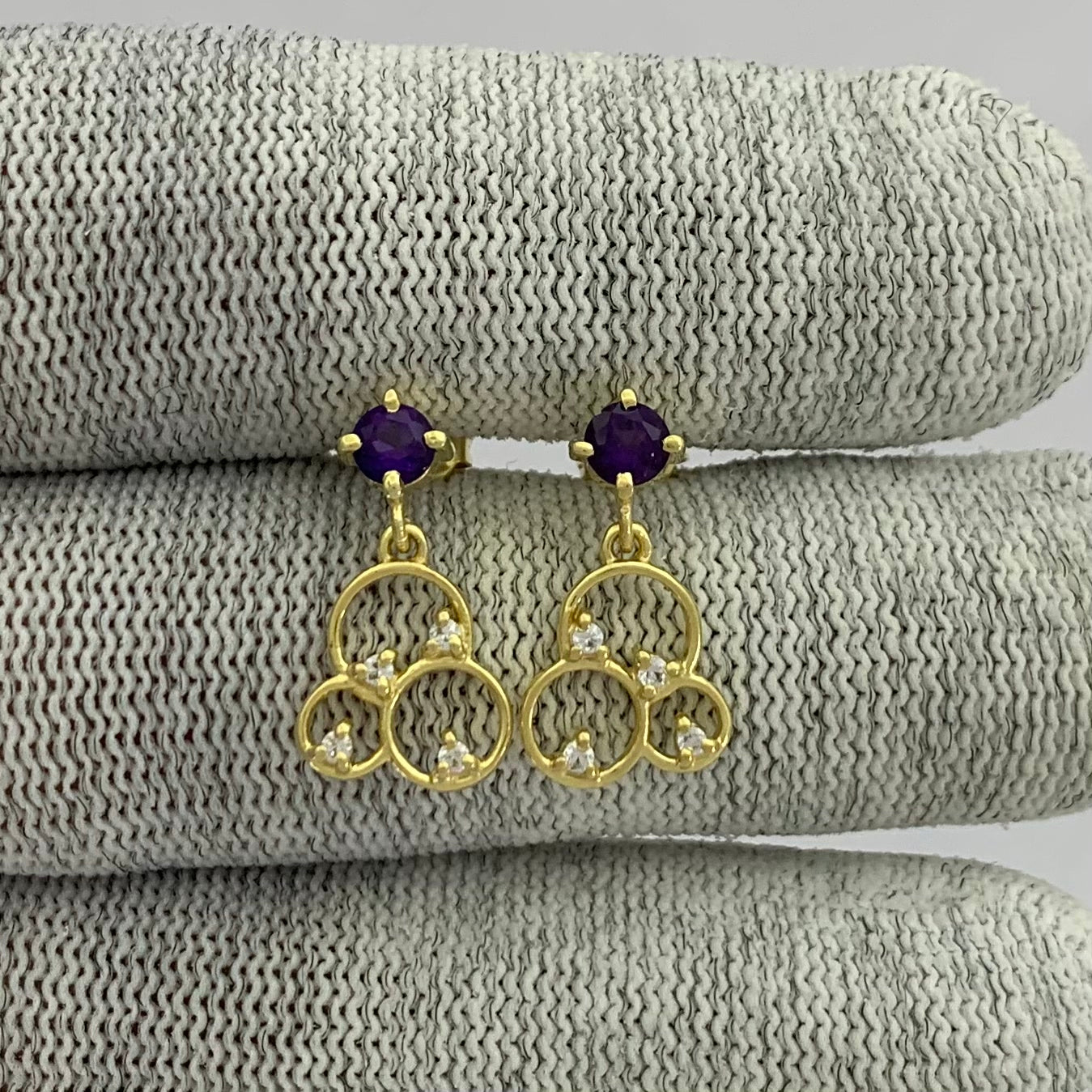 18K Gold Plated Gemstone Circle Drop Earrings for Women, Elegant TGE1037 EM-1293