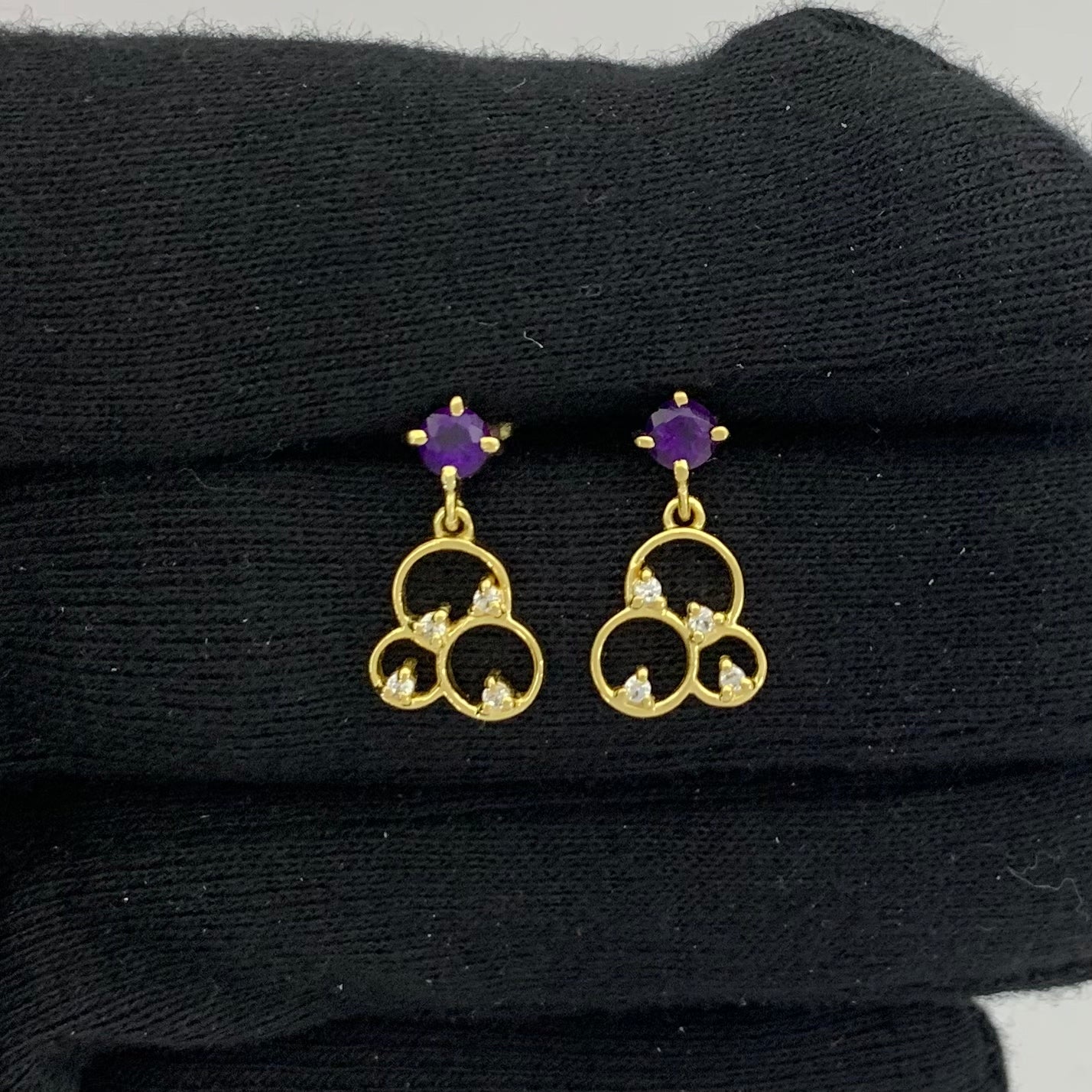 18K Gold Plated Gemstone Circle Drop Earrings for Women, Elegant TGE1037 EM-1293