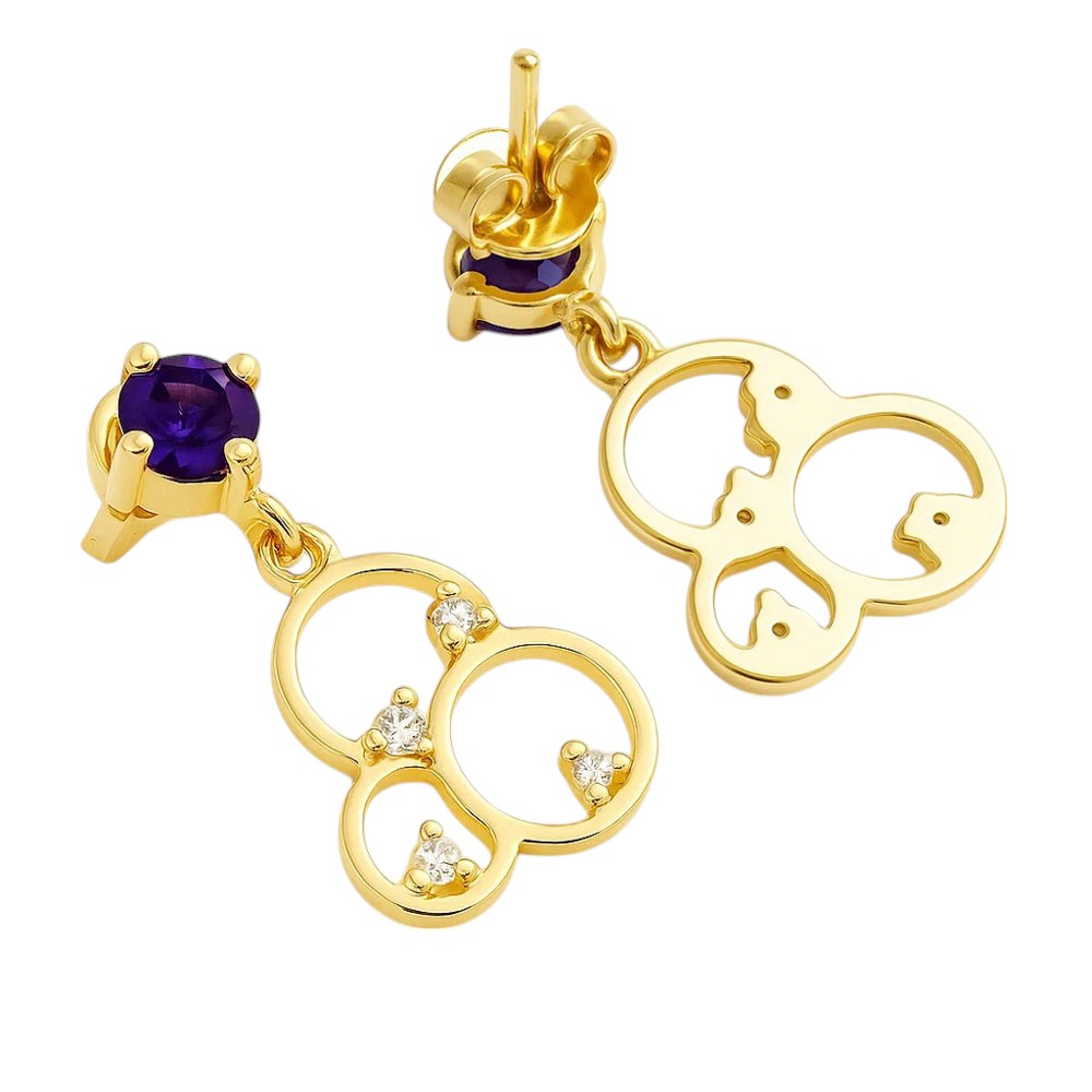18K Gold Over Brass Gemstone Circle Drop Earrings for Women, Elegant TGE1037 EM-1293