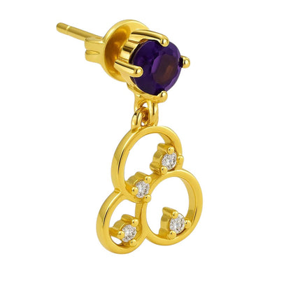 18K Gold Over Brass Gemstone Circle Drop Earrings for Women, Elegant TGE1037 EM-1293