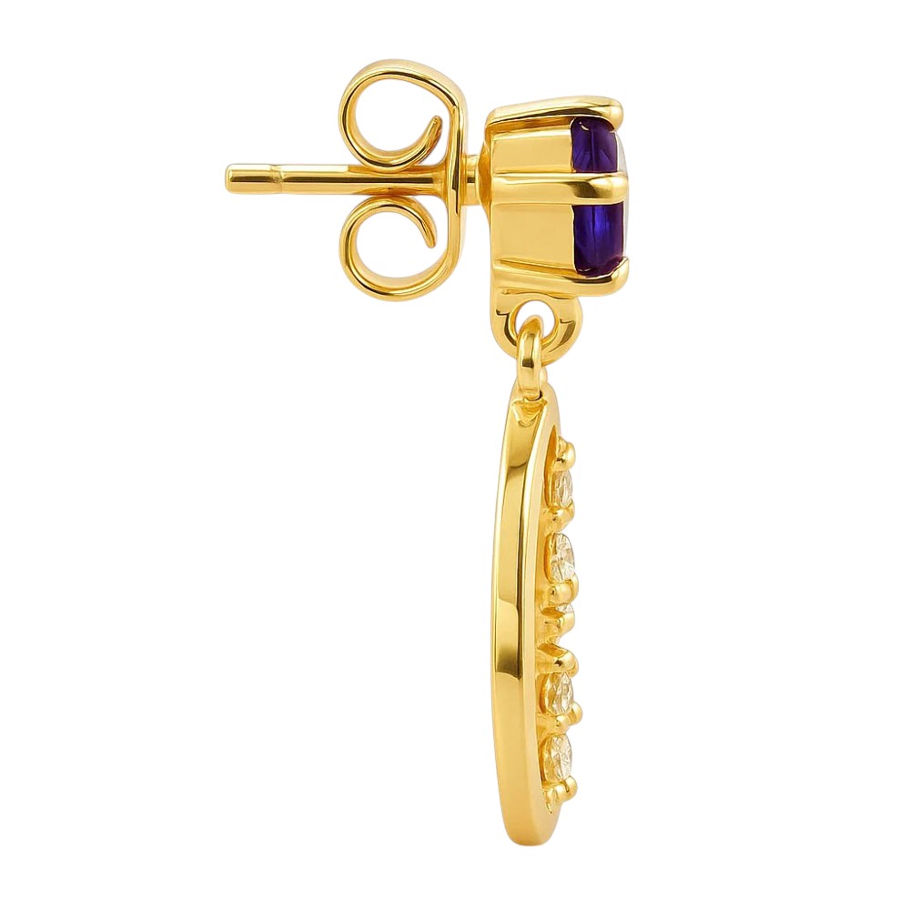 18K Gold Over Brass Gemstone Circle Drop Earrings for Women, Elegant TGE1037 EM-1293