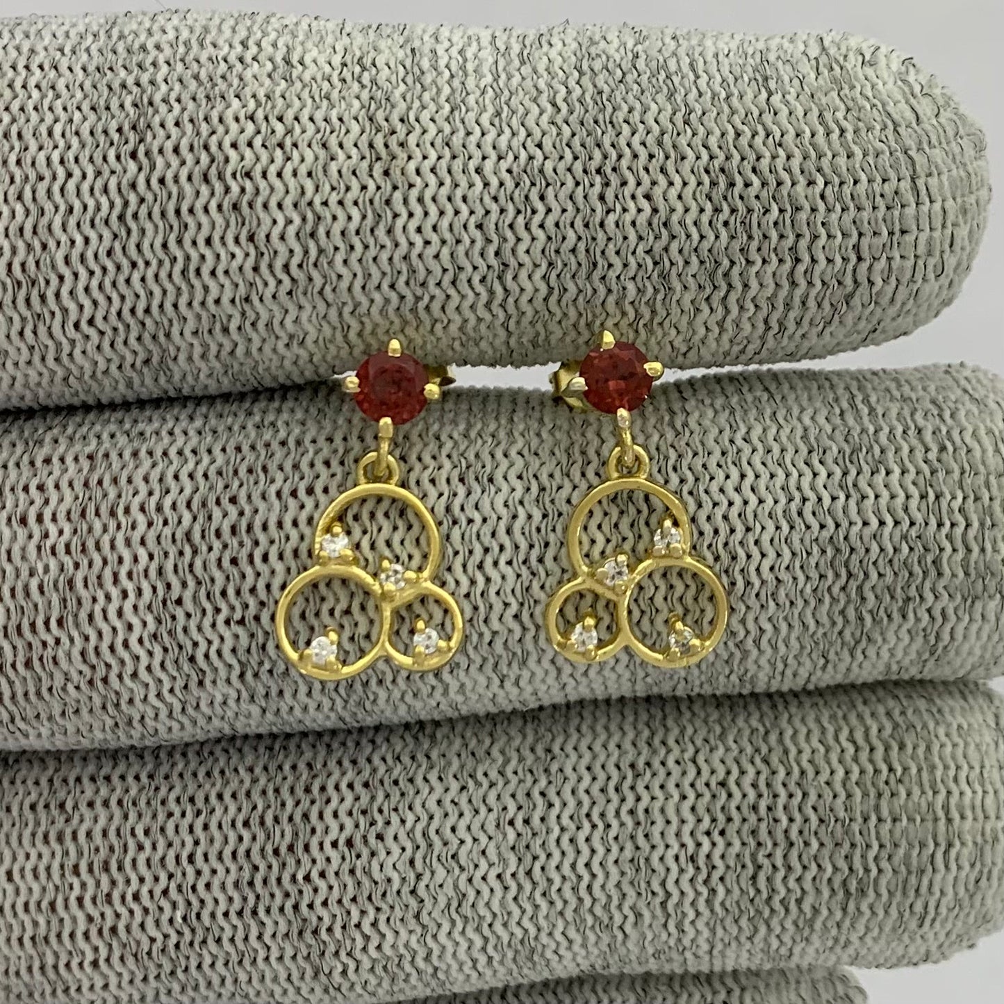 18K Gold Plated Gemstone Circle Drop Earrings for Women, Elegant TGE1037 EM-1293