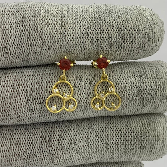 18K Gold Plated Gemstone Circle Drop Earrings for Women, Elegant TGE1037 EM-1293