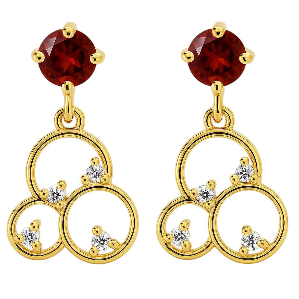 18K Gold Over Brass Gemstone Circle Drop Earrings for Women, Elegant TGE1037 EM-1293