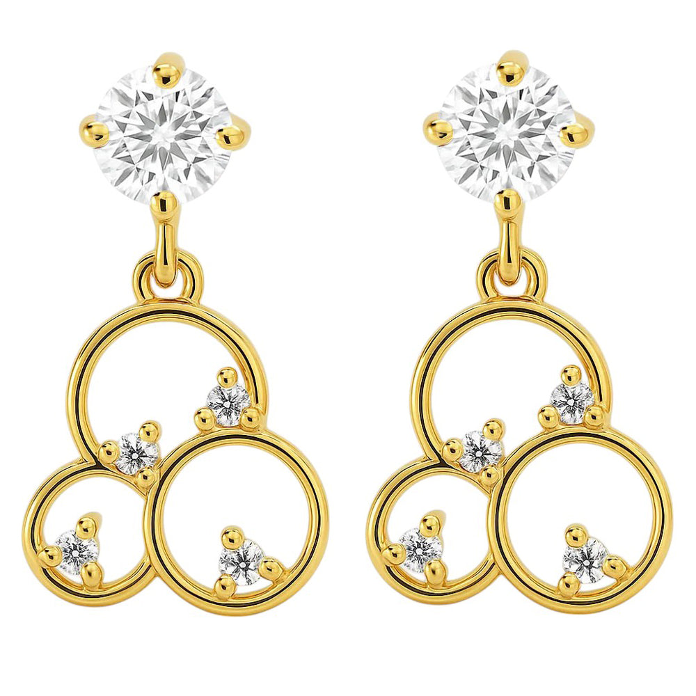 18K Gold Over Brass Gemstone Circle Drop Earrings for Women, Elegant TGE1037 EM-1293