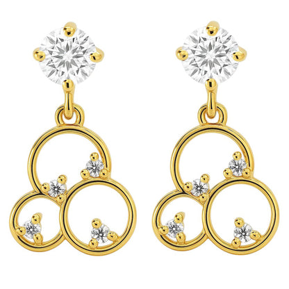 18K Gold Over Brass Gemstone Circle Drop Earrings for Women, Elegant TGE1037 EM-1293