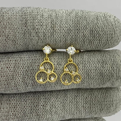 18K Gold Plated Gemstone Circle Drop Earrings for Women, Elegant TGE1037 EM-1293