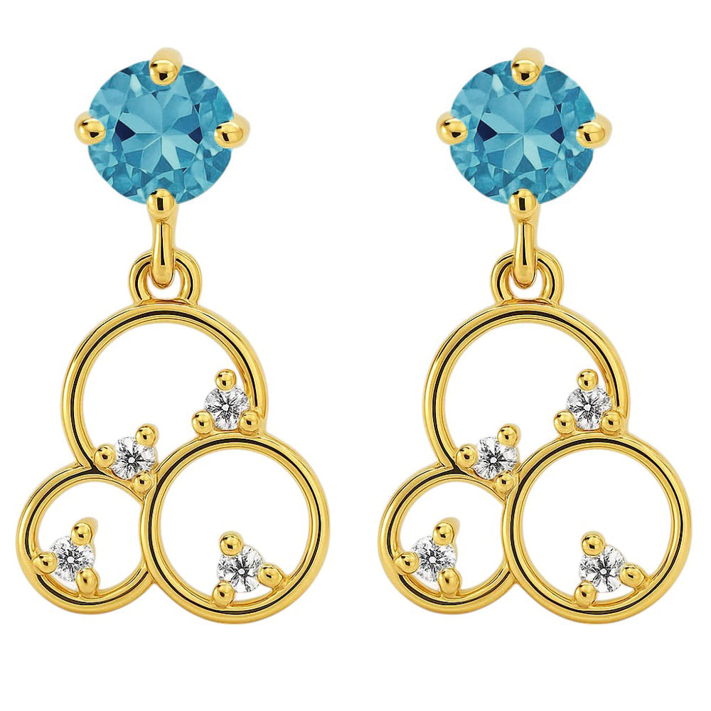 18K Gold Over Brass Gemstone Circle Drop Earrings for Women, Elegant TGE1037 EM-1293