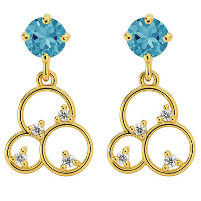 18K Gold Over Brass Gemstone Circle Drop Earrings for Women, Elegant TGE1037 EM-1293