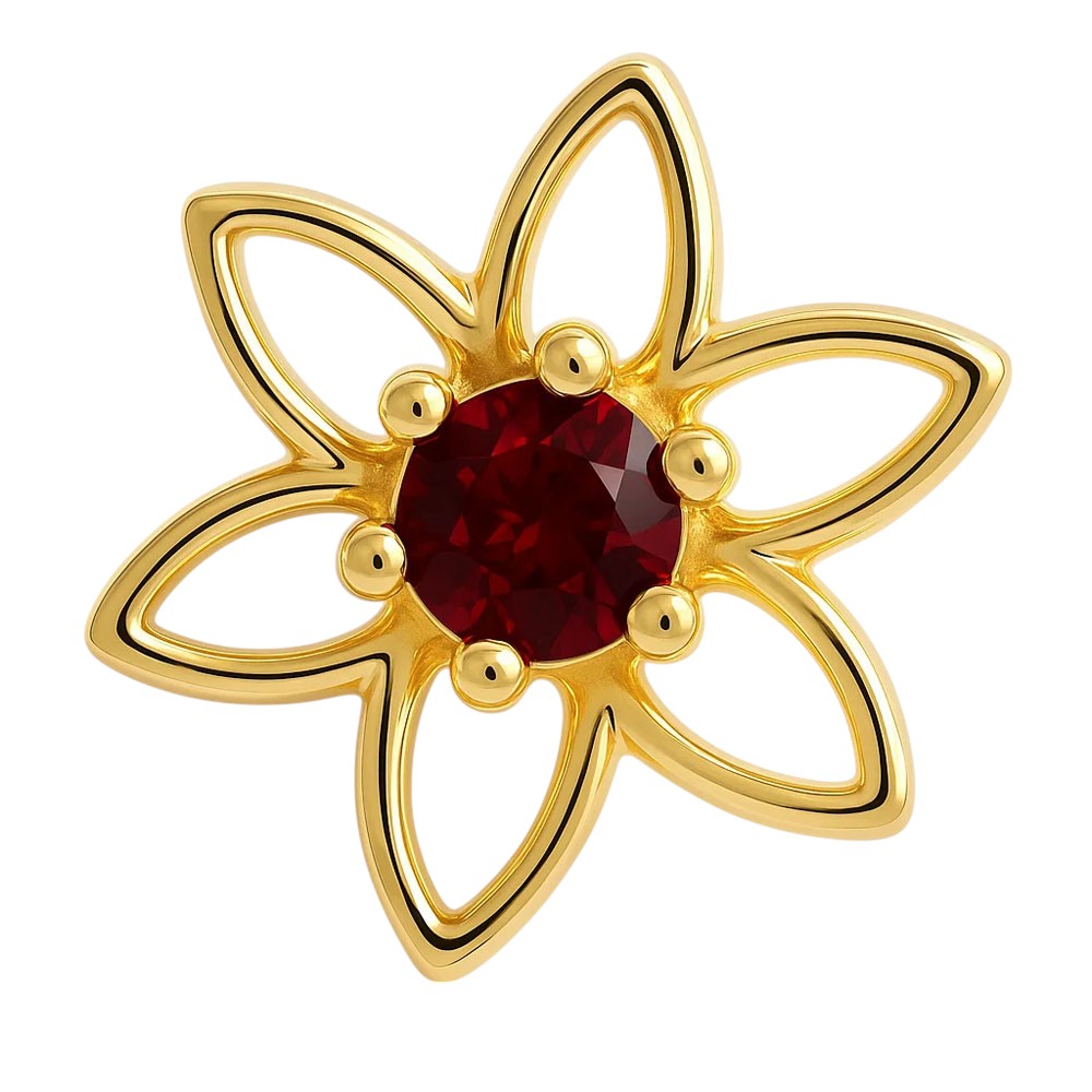 18K Gold Plated Brass Gemstone Flower Stud Earrings, Trendy Style TGE1038 EM-1292