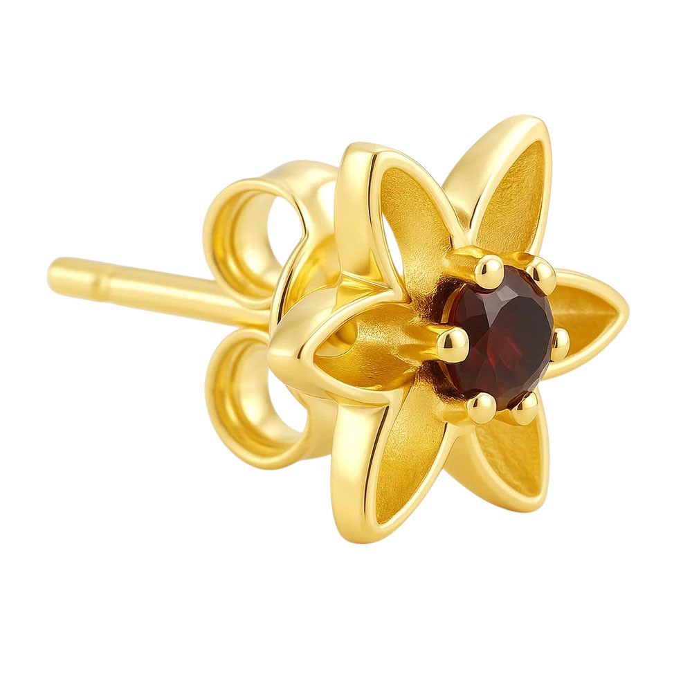 18K Gold Plated Brass Gemstone Flower Stud Earrings, Trendy Style TGE1038 EM-1292