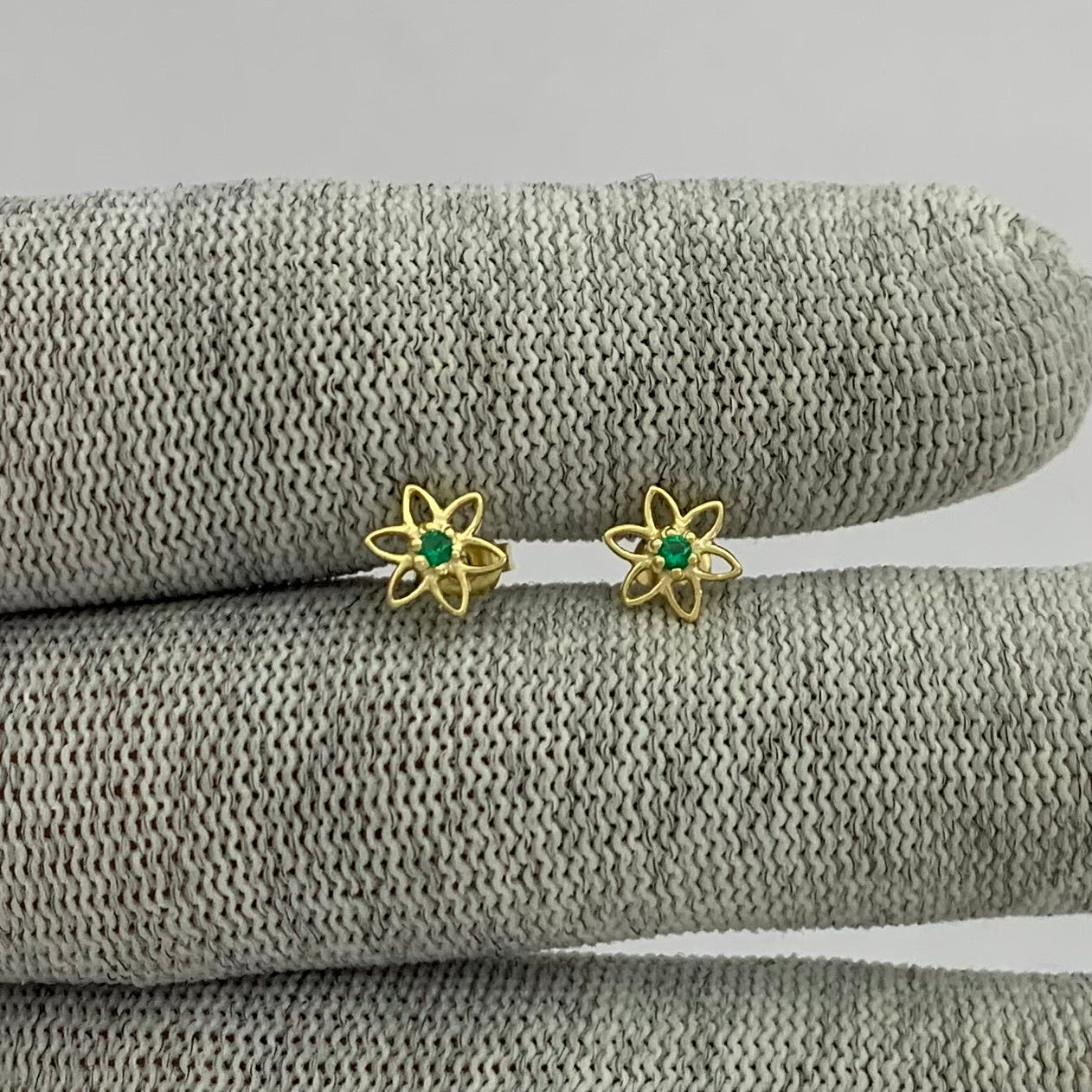 18K Gold Plated Gemstone Flower Stud Earrings, Trendy Style TGE1038 EM-1292