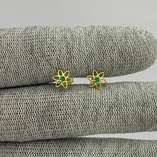 18K Gold Plated Gemstone Flower Stud Earrings, Trendy Style TGE1038 EM-1292