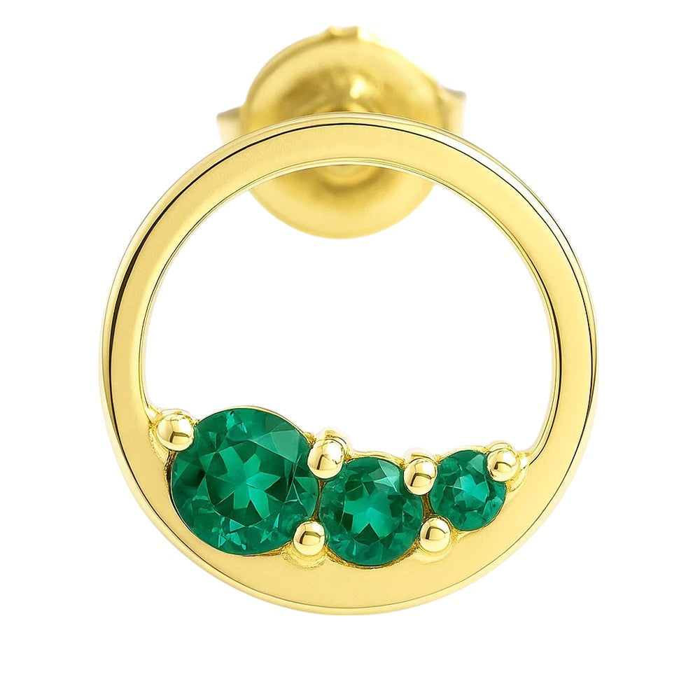 18K Gold Over Brass Triple Gemstone Circle Stud Earrings for Women TGE1039 EM-1294