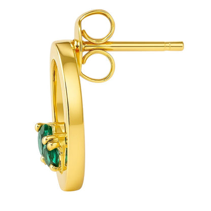 18K Gold Over Brass Triple Gemstone Circle Stud Earrings for Women TGE1039 EM-1294