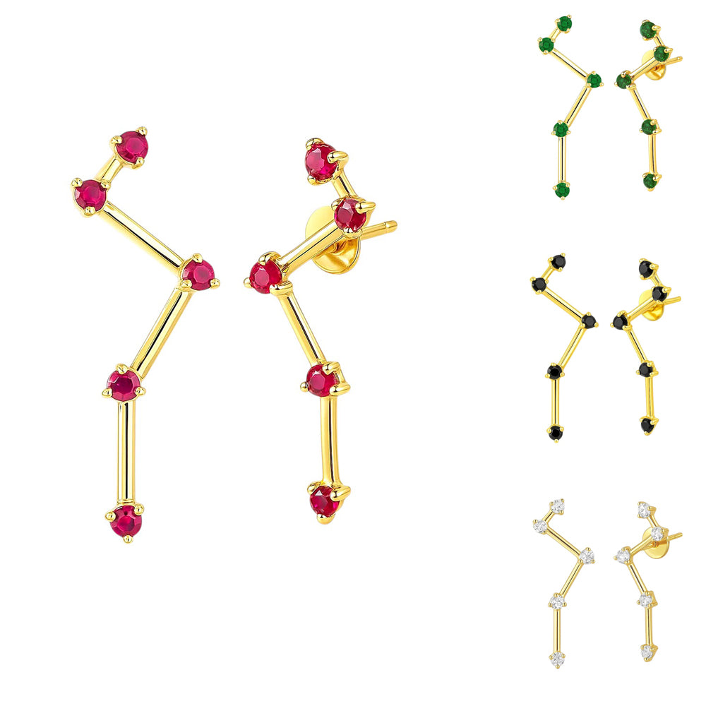 18K Gold Over Brass Cosmic Gemstone Drop Earrings, Elegant Fashion TGE1040 EM-1295