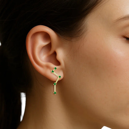 18K Gold Over Brass Cosmic Gemstone Drop Earrings, Elegant Fashion TGE1040 EM-1295