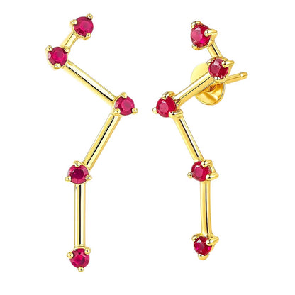 18K Gold Over Brass Cosmic Gemstone Drop Earrings, Elegant Fashion TGE1040 EM-1295