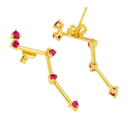 18K Gold Over Brass Cosmic Gemstone Drop Earrings, Elegant Fashion TGE1040 EM-1295