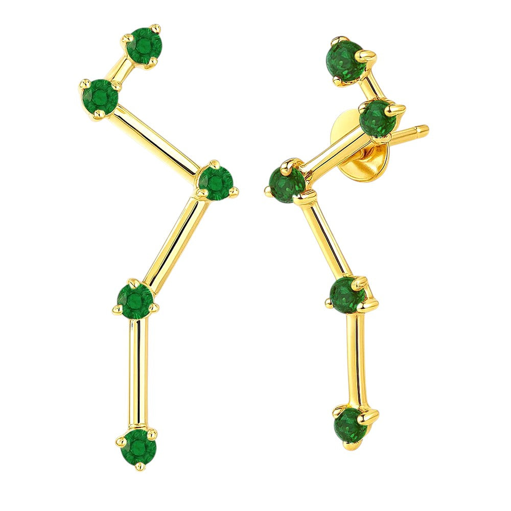 18K Gold Over Brass Cosmic Gemstone Drop Earrings, Elegant Fashion TGE1040 EM-1295