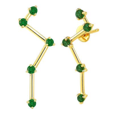 18K Gold Over Brass Cosmic Gemstone Drop Earrings, Elegant Fashion TGE1040 EM-1295