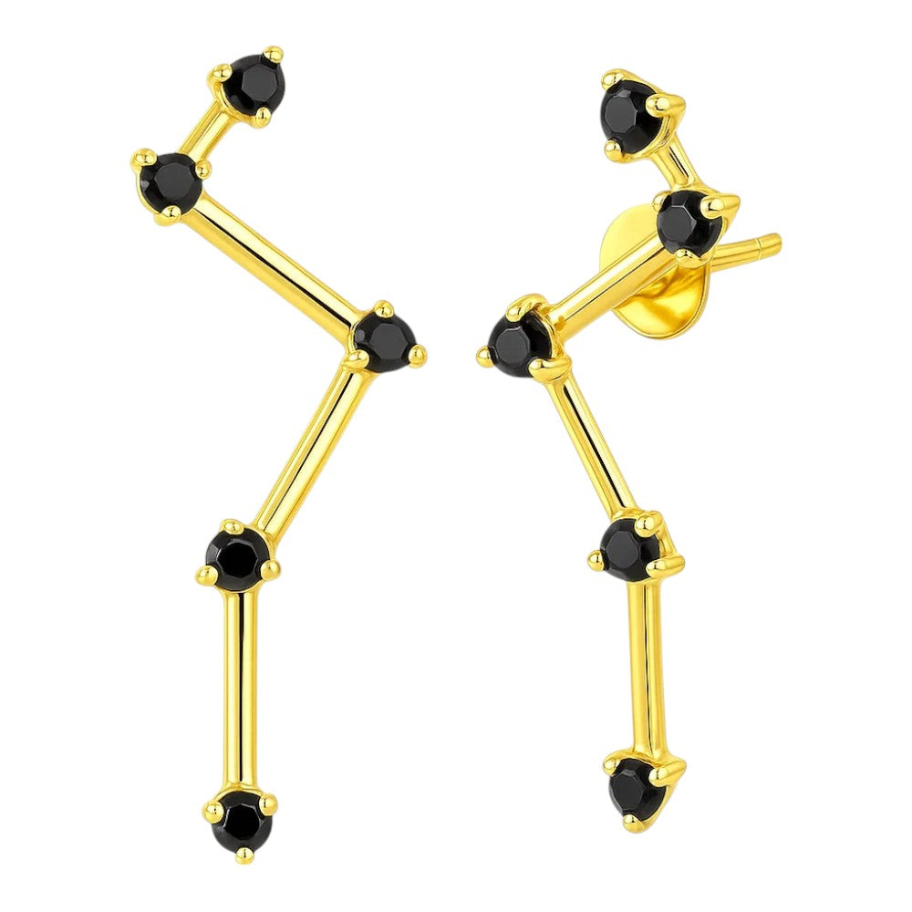 18K Gold Over Brass Cosmic Gemstone Drop Earrings, Elegant Fashion TGE1040 EM-1295