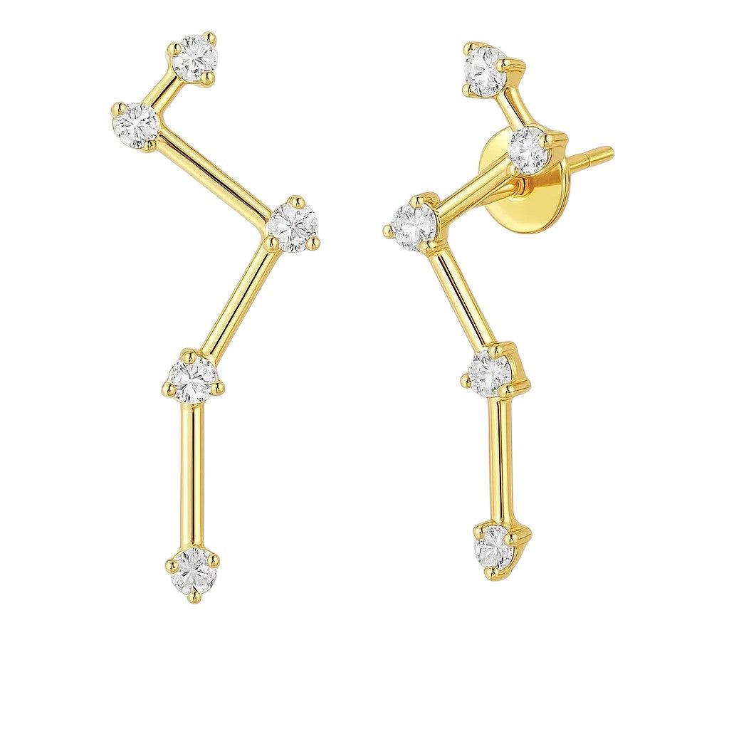 18K Gold Over Brass Cosmic Gemstone Drop Earrings, Elegant Fashion TGE1040 EM-1295