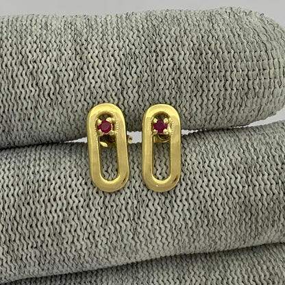 18K Gold Plated Jewelry Oval Gemstone Studs, Minimalist Everyday TGE1041 EM-1296