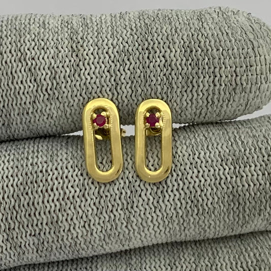 18K Gold Plated Jewelry Oval Gemstone Studs, Minimalist Everyday TGE1041 EM-1296